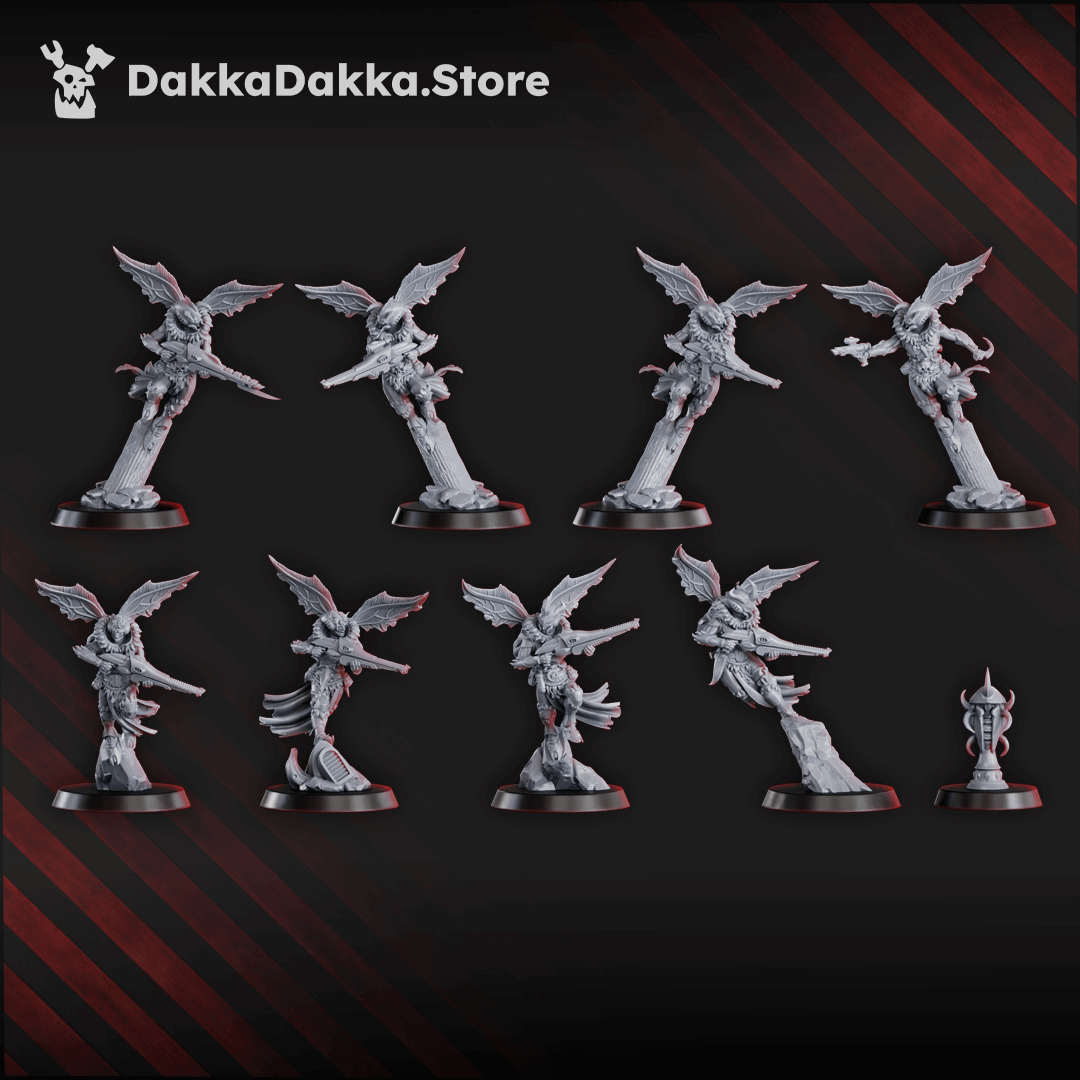 Gothic Sci-Fi Space Elf Warriors winged airborne resin squad