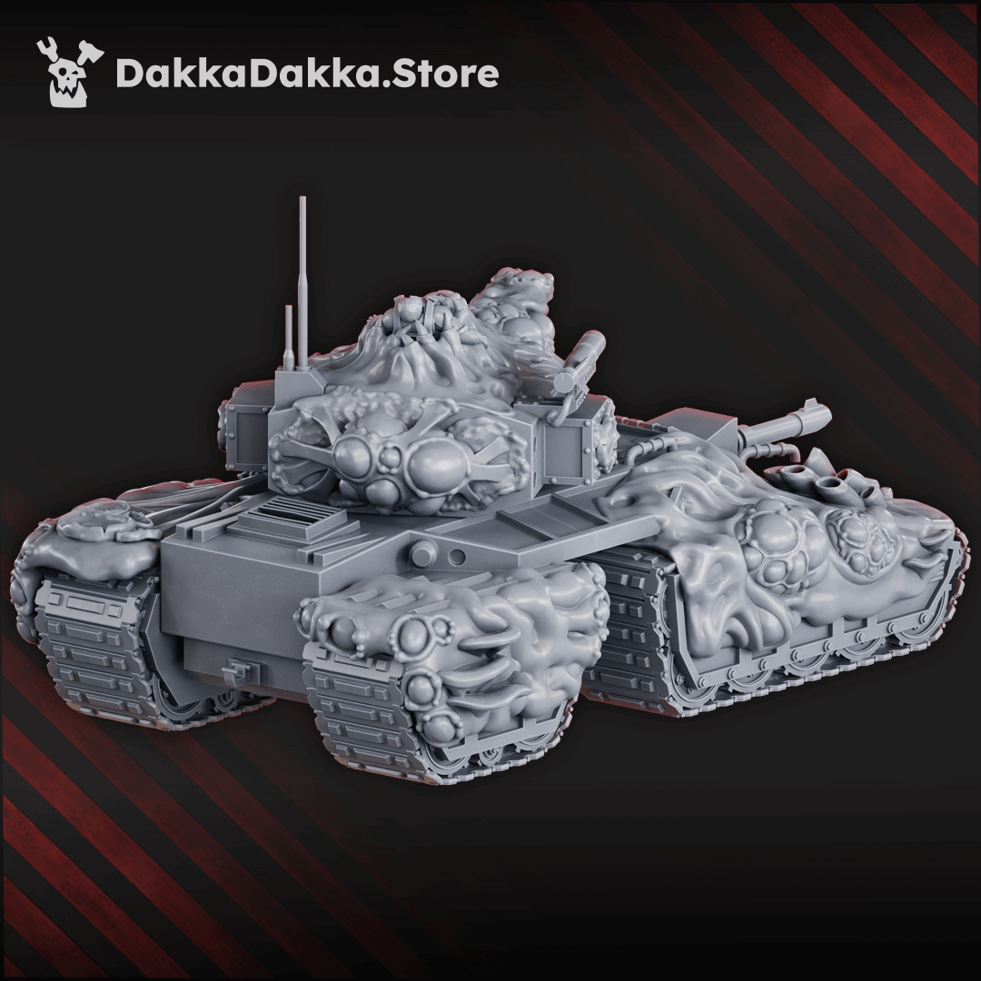 Contaminated Battle Tank diseased vehicle miniature with corrupted armour and organic growths