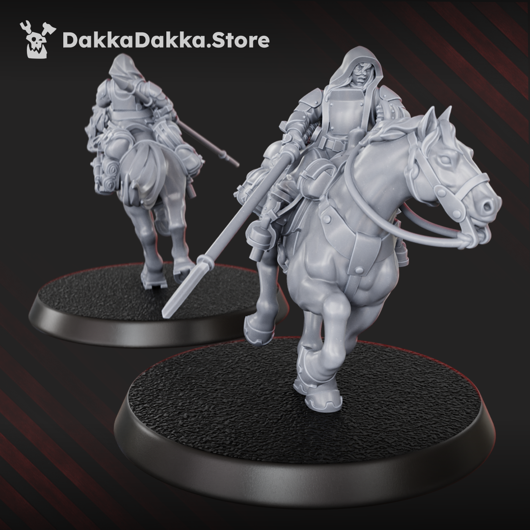 The Alcat Rats Assault Riders Squad of five grimdark mounted resin miniatures on oval bases