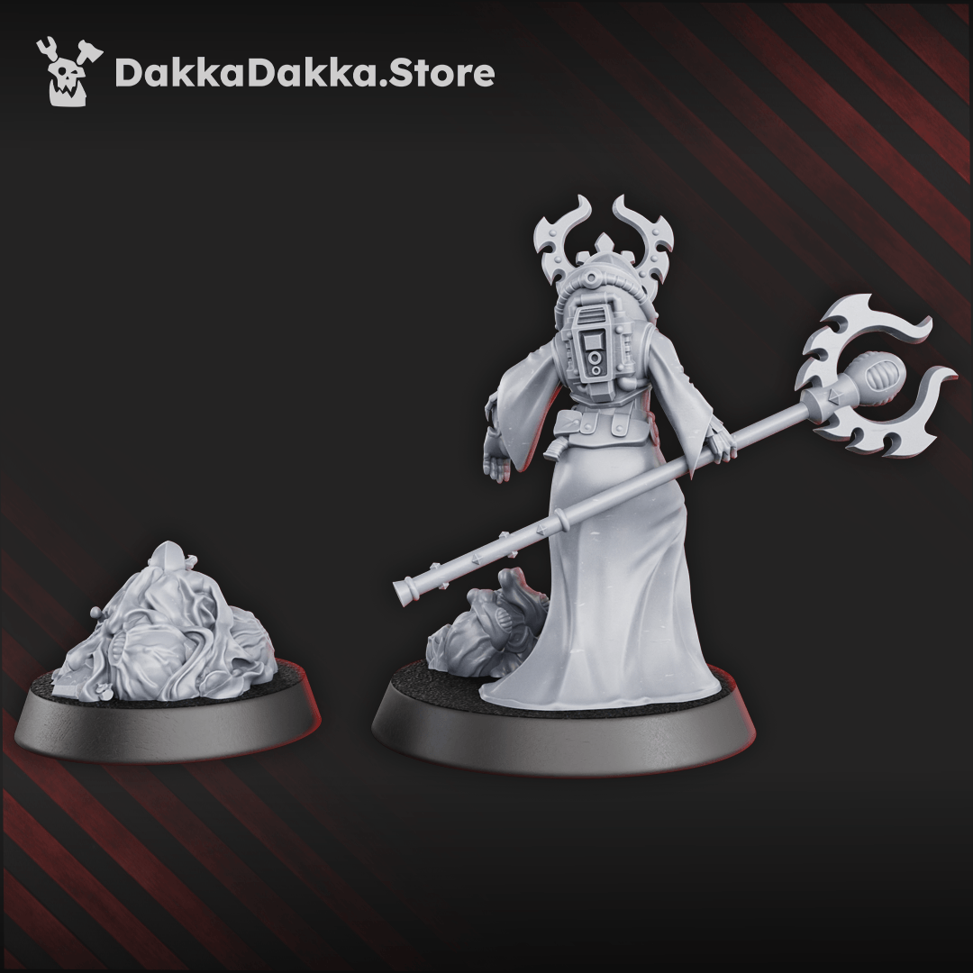 Hive Swarm Hierophant model from DakkaDakka.Store, showcasing alien prophet design in gray.