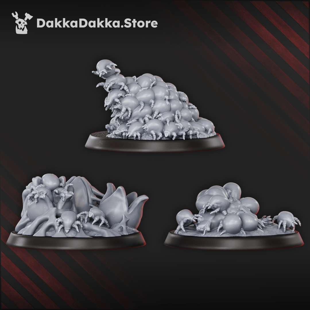  Diseased Fungiticks Swarm models showcasing plague-born infestation markers, 27mm from top to bottom