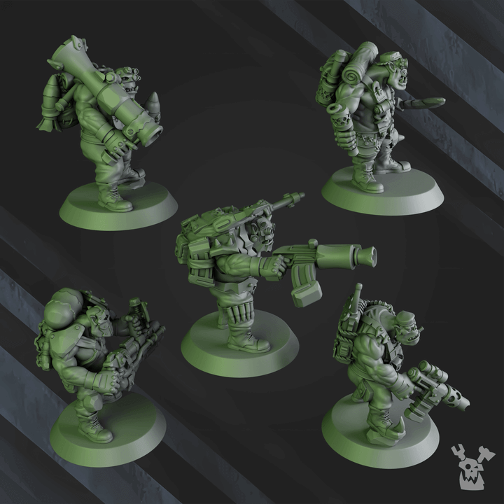 Blak Orks Mob One by DakkaDakka - 32mm scale sci-fi wargaming miniatures in grey resin - squad of 5 durable figures for tabletop games