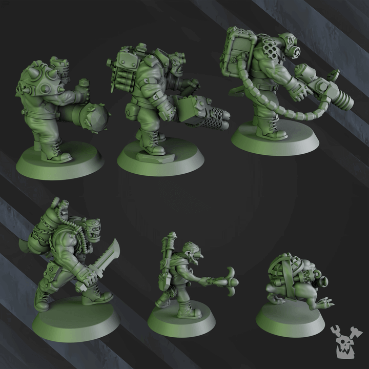 Blak Orks Mob Two - Detailed 32mm Sci-Fi Wargaming Miniatures by DakkaDakka.store in Grey Resin