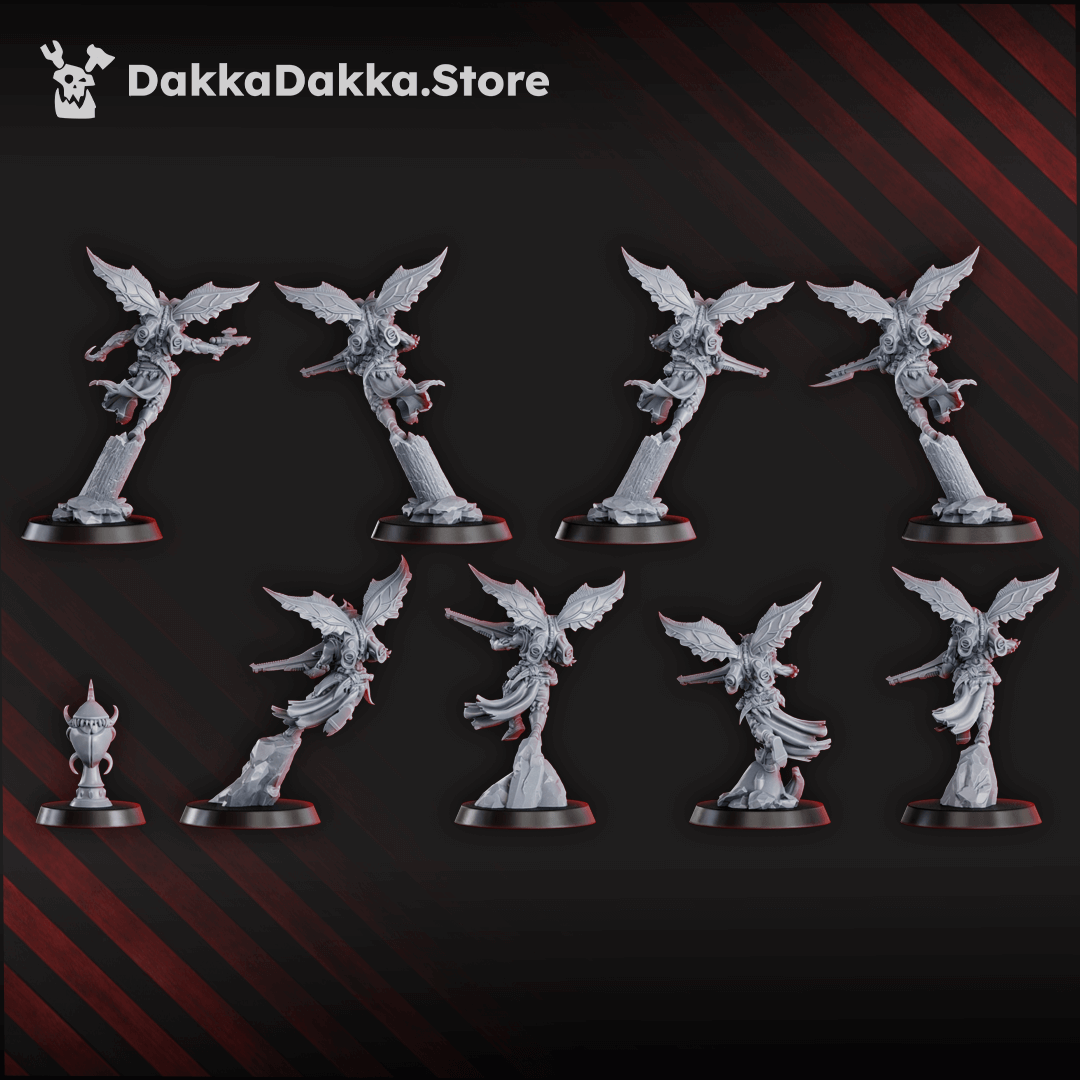 Gothic Sci-Fi Space Elf Warriors winged airborne resin squad