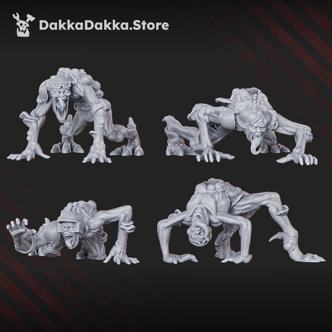 Diseased Shroomspawn Weapons Crew six plague mutant resin miniatures with mortar cannons and feral crawler support models,