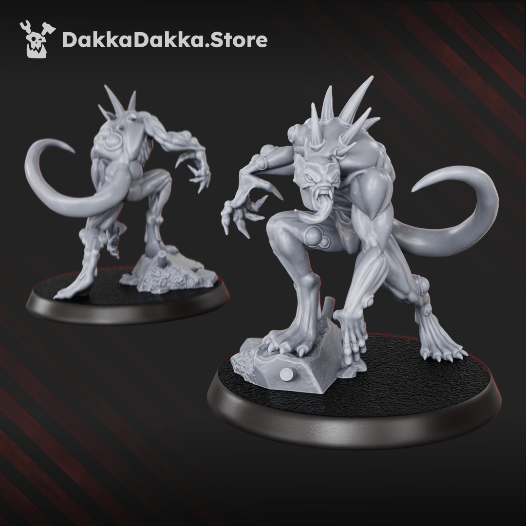 Diseased Sporemorphs Squad six plague daemon predator resin miniatures with claws, spines and scenic rubble bases