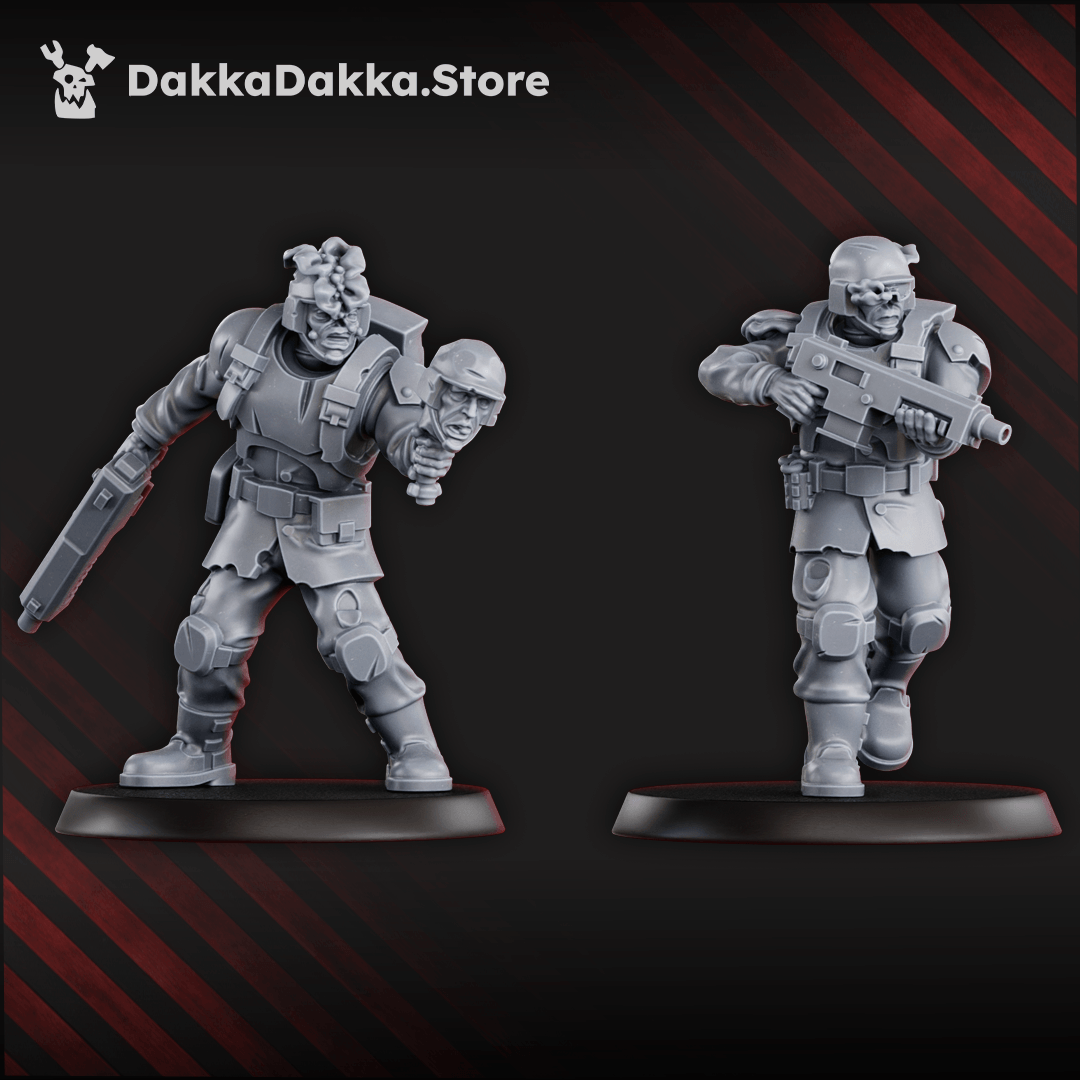 Diseased Planetary Guard corrupted infantry squad of ten grimdark sci-fi soldiers