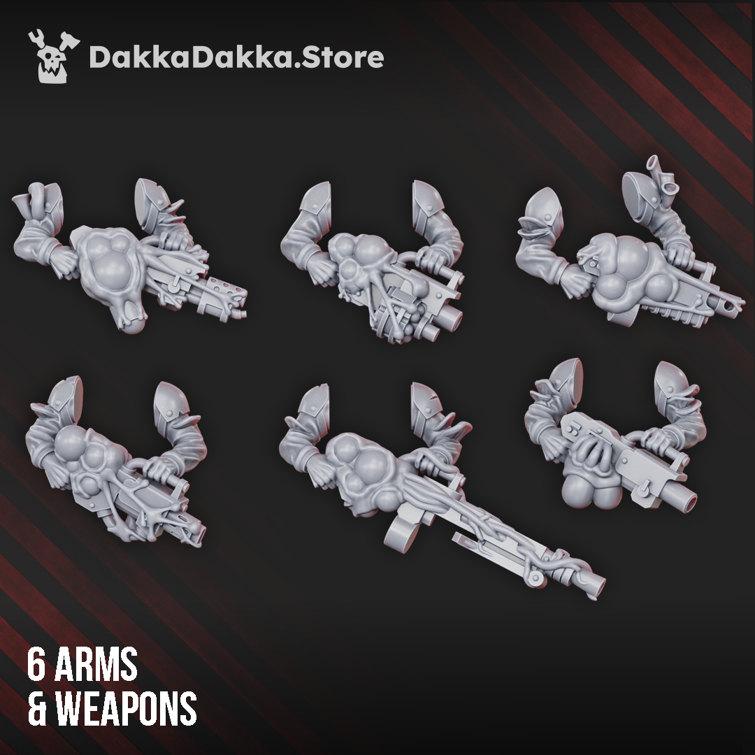 Diseased PG Gunners resin miniatures, 5-figure squad with modular parts