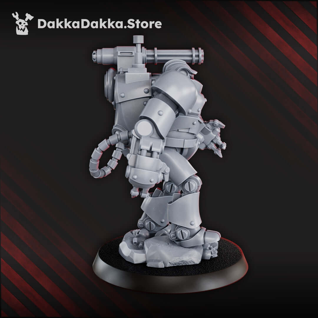 Sci-Fi Machine Cult Robot: Quant-7 Prometheus, 41mm tall resin model showing heavy armor and skull base.