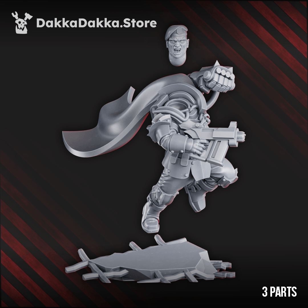 Captain Carl Jenkins heroic sci-fi command officer charging into battle