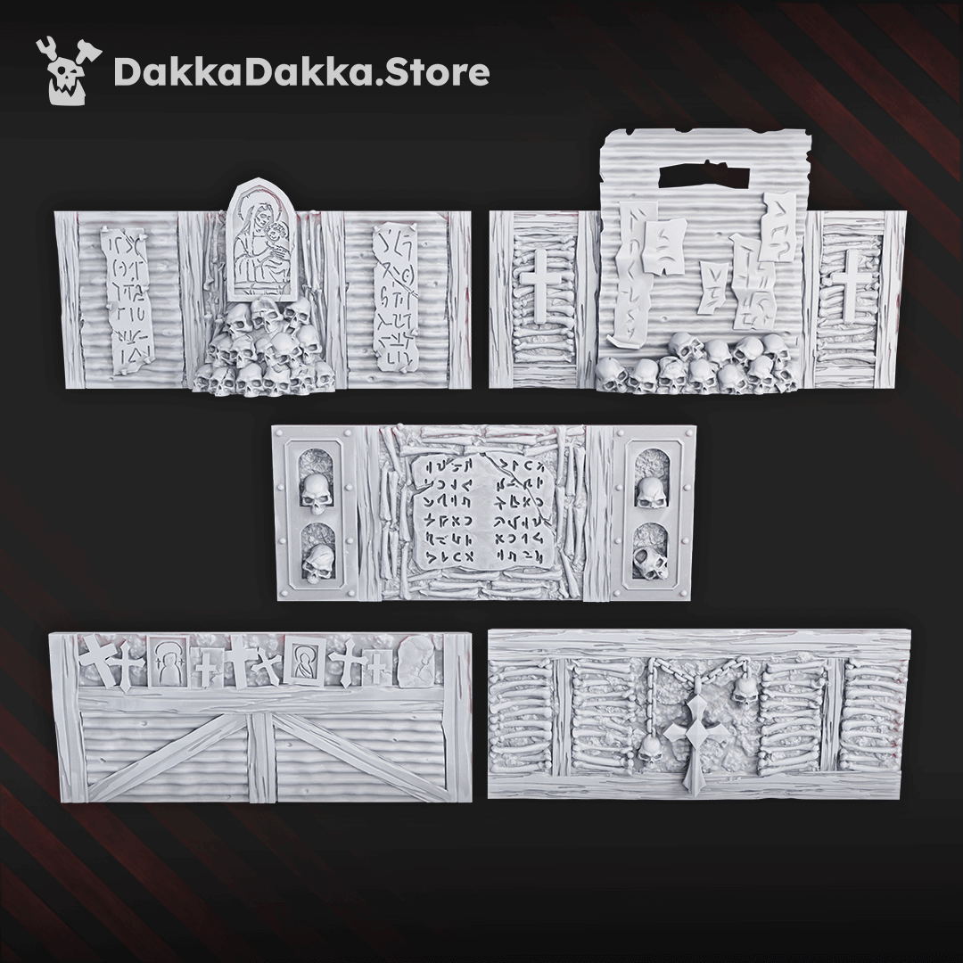 NexusBlock Trench Set featuring grimdark sci-fi terrain pieces, perfect for wargames and tabletop settings.
