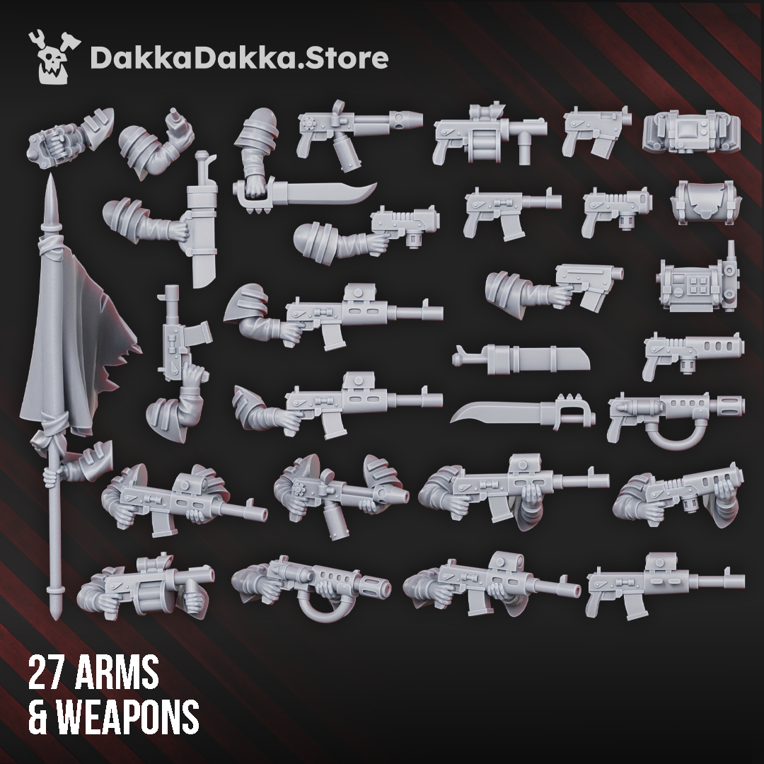 Gang themed assortment of 27 arms and weapons set, including guns and melee weaponry