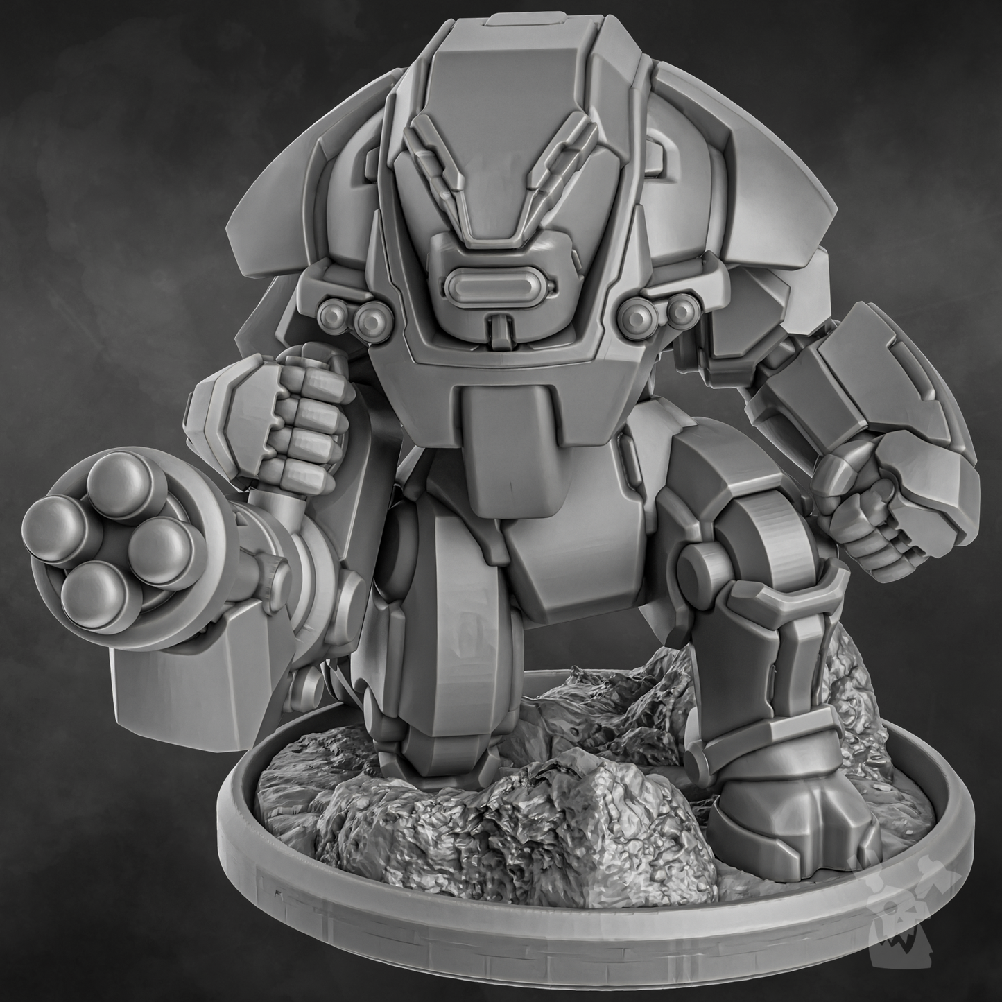 Sci-Fi Battlesuit Squad featuring six detailed combat suits with advanced armor and weapon systems.
