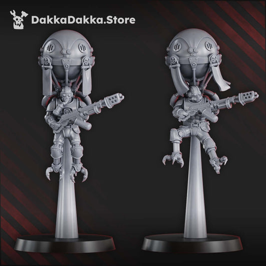 Sci-Fi Machine Cult Miniatures: Aerobellum Purgators Squad featuring five mech worhipping resin models.