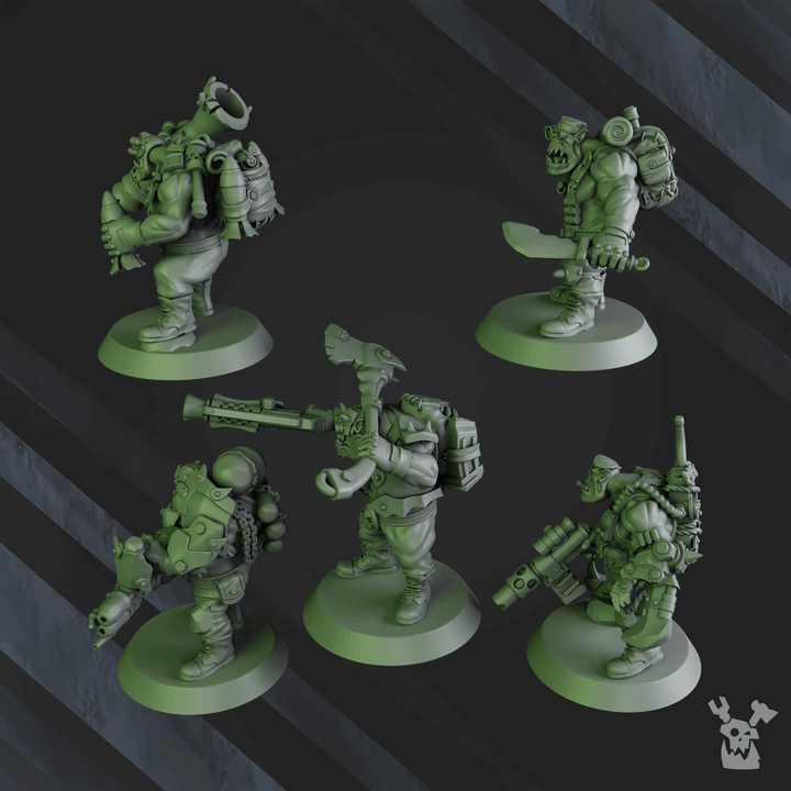 Blak Orks Mob One - DakkaDakka 32mm sci-fi wargaming miniatures set of 5 proxies in grey resin suitable for tabletop battle games