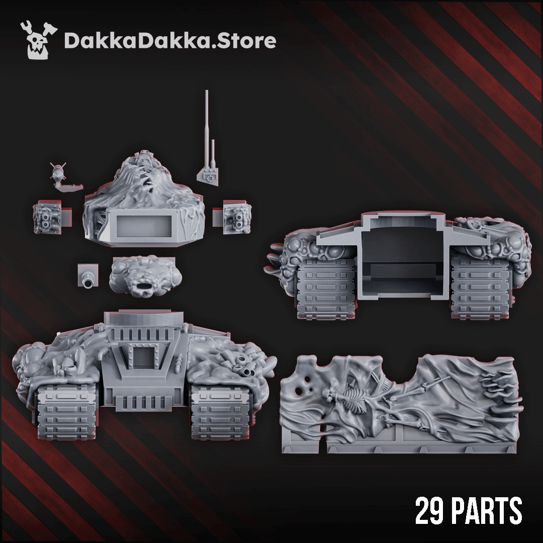 Contaminated Battle Tank diseased vehicle miniature with corrupted armour and organic growths