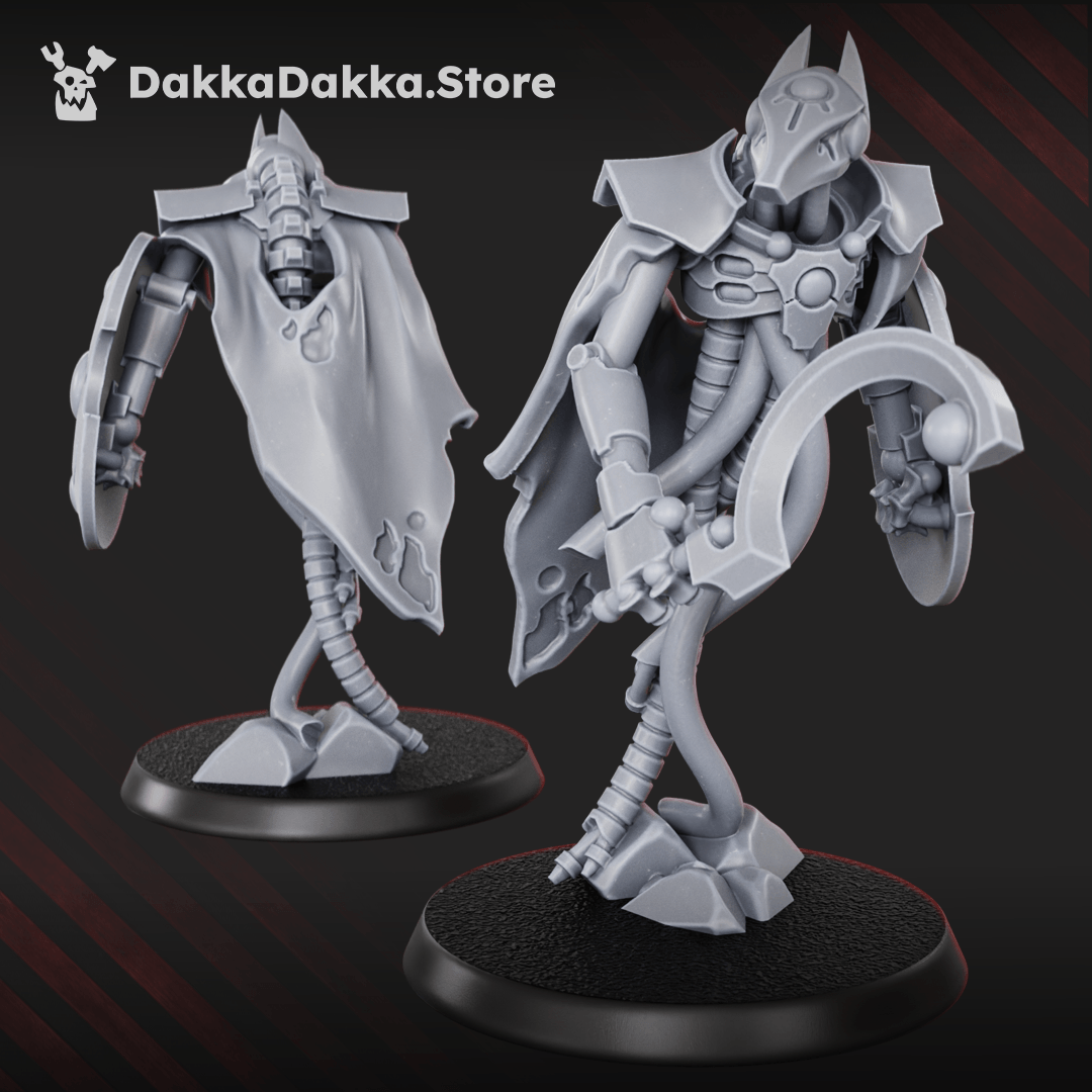 Necrotek Iron Guard Squad — 15 resin sci-fi undead warrior miniatures with shields, blades and biomechanical armour, 33–38mm scale
