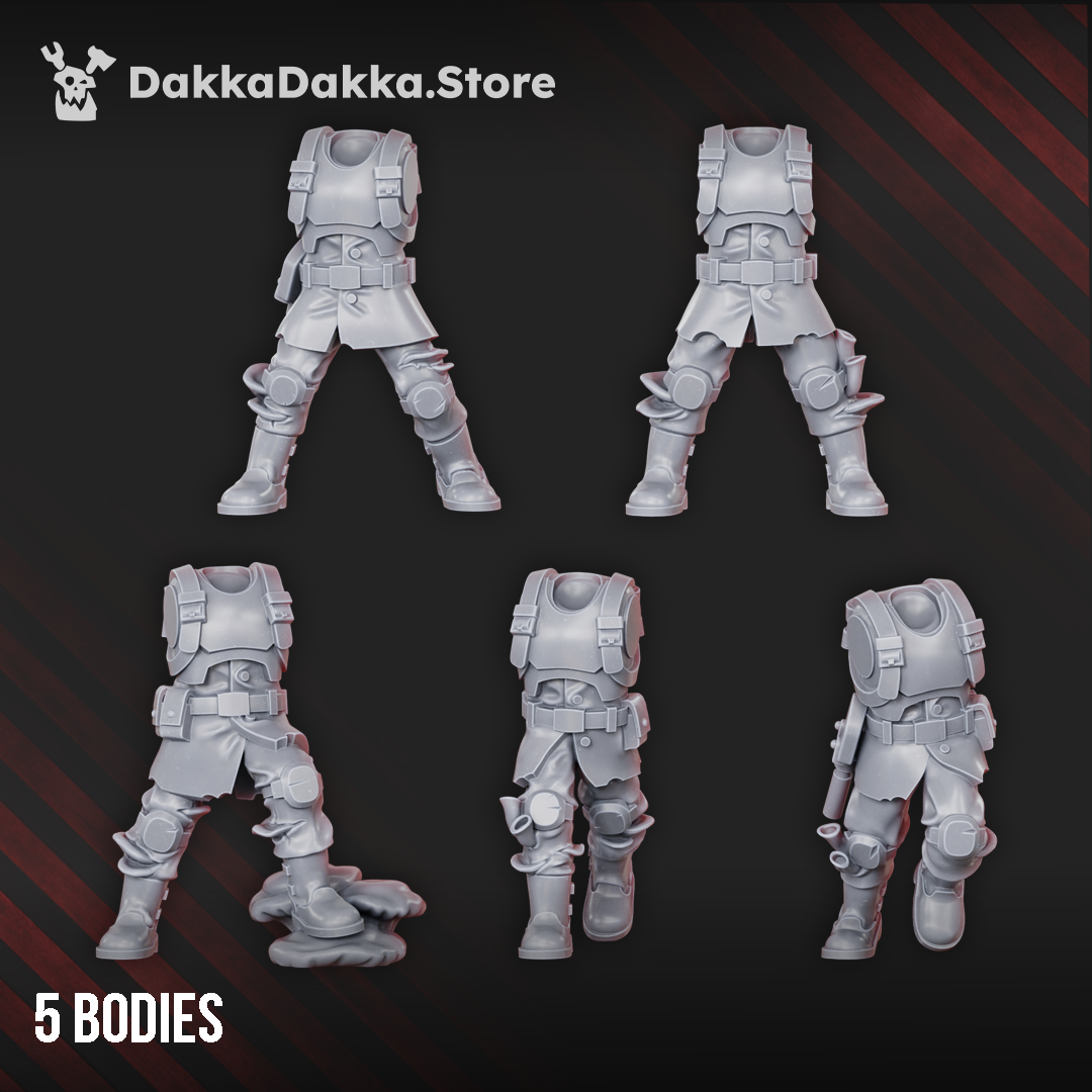 Diseased PG Gunners resin miniatures, 5-figure squad with modular parts