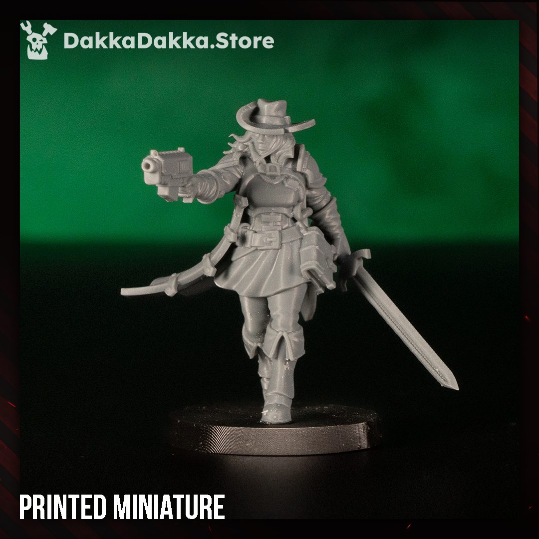 Unpainted grey resin miniature front view on round base, showing full sculpt detail and pose before painting