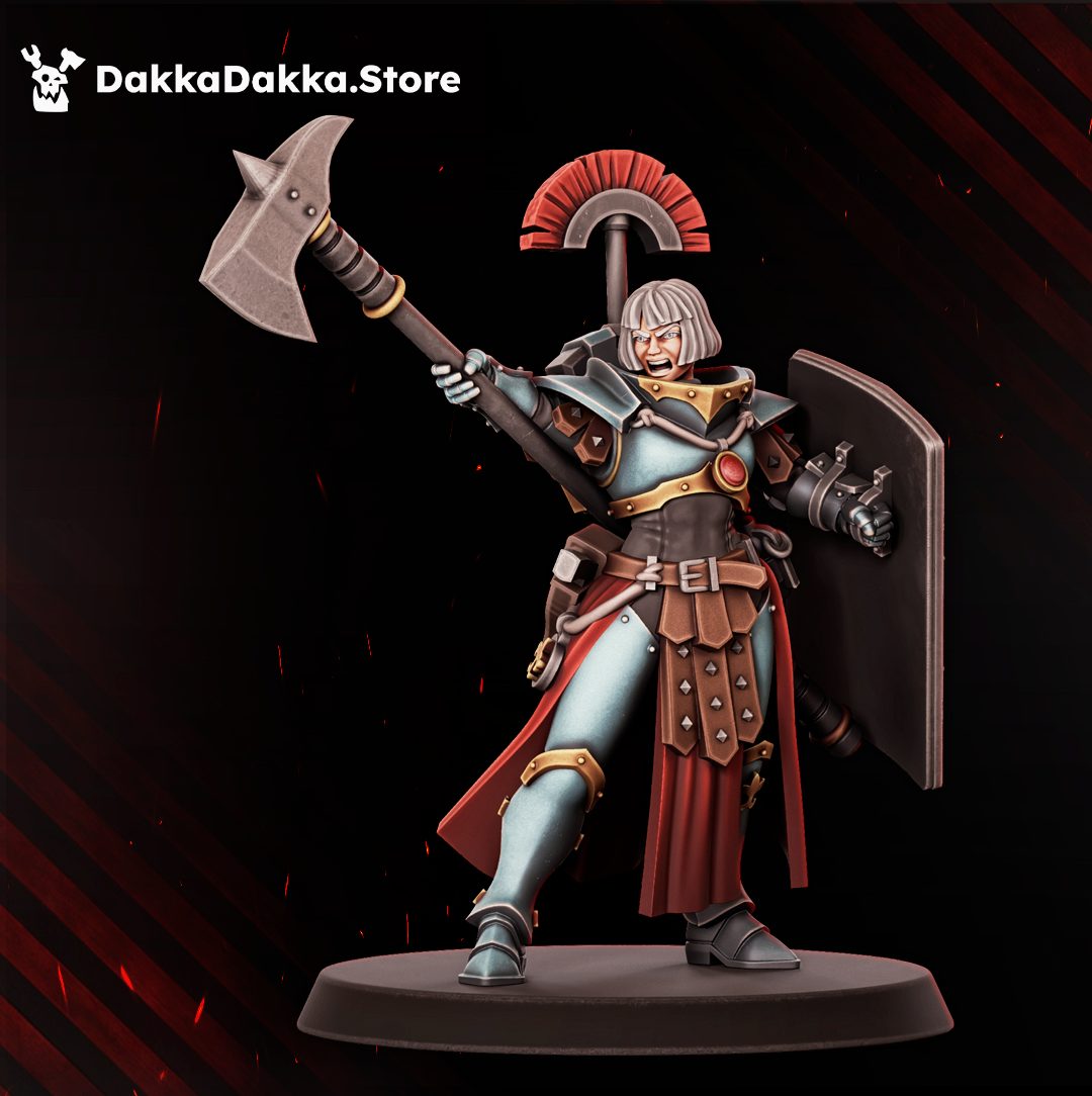 White-haired warrior mid-swing with broad axe, battle-cry expression, dynamic attacking pose