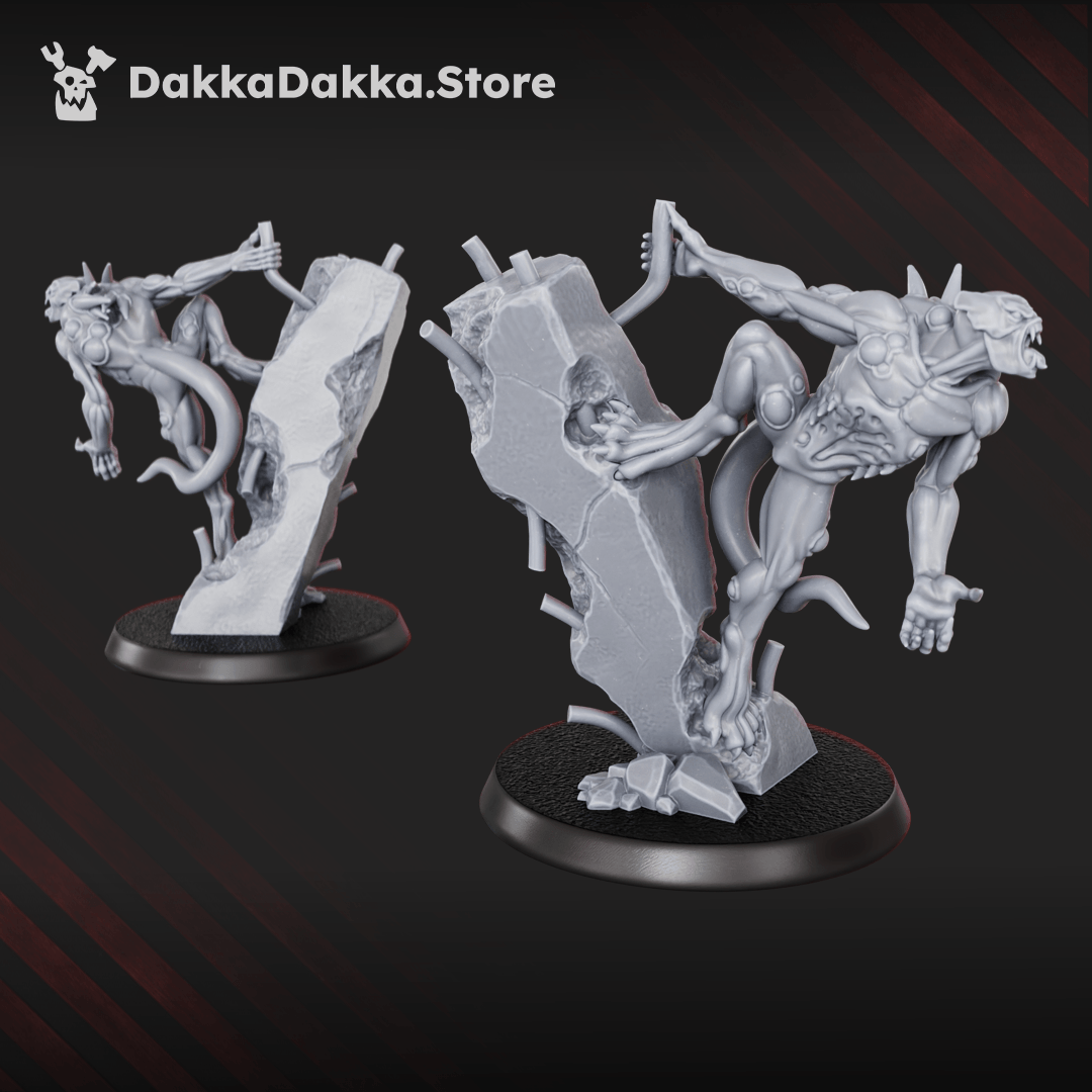 Diseased Sporemorphs Squad six plague daemon predator resin miniatures with claws, spines and scenic rubble bases