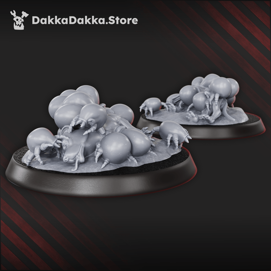  Diseased Fungiticks Swarm models showcasing plague-born infestation markers, 27mm from top to bottom
