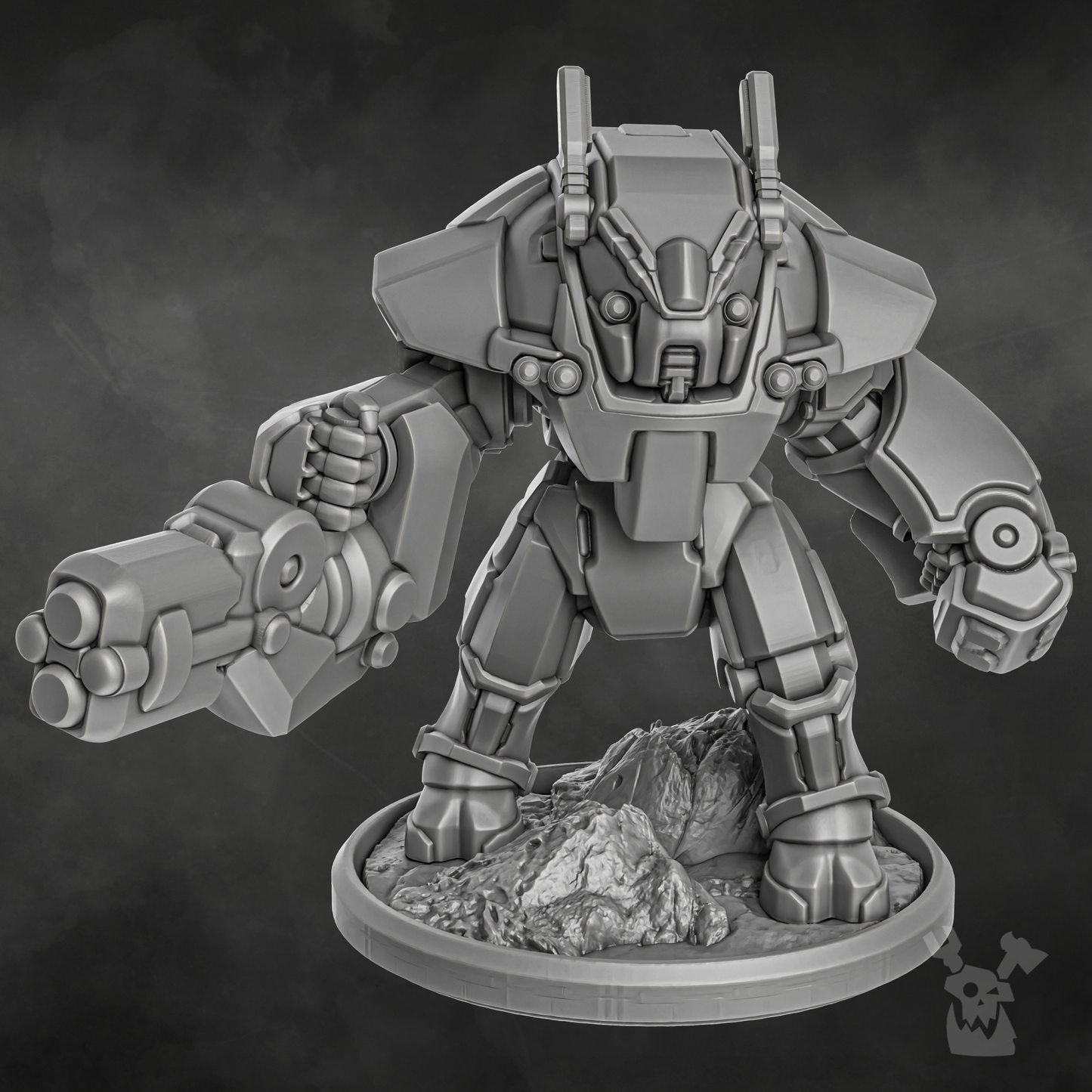 Sci-Fi Battlesuit Squad featuring six detailed combat suits with advanced armor and weapon systems.
