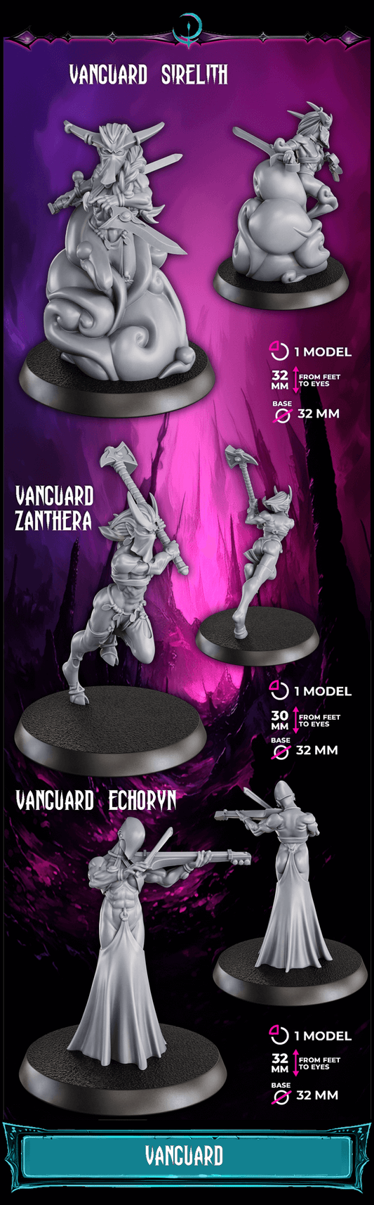 Sci-Fi Chaos Cult female miniatures from Gomorrah Vanguard in resin, ideal for grimdark tabletop wargaming, unpainted models.