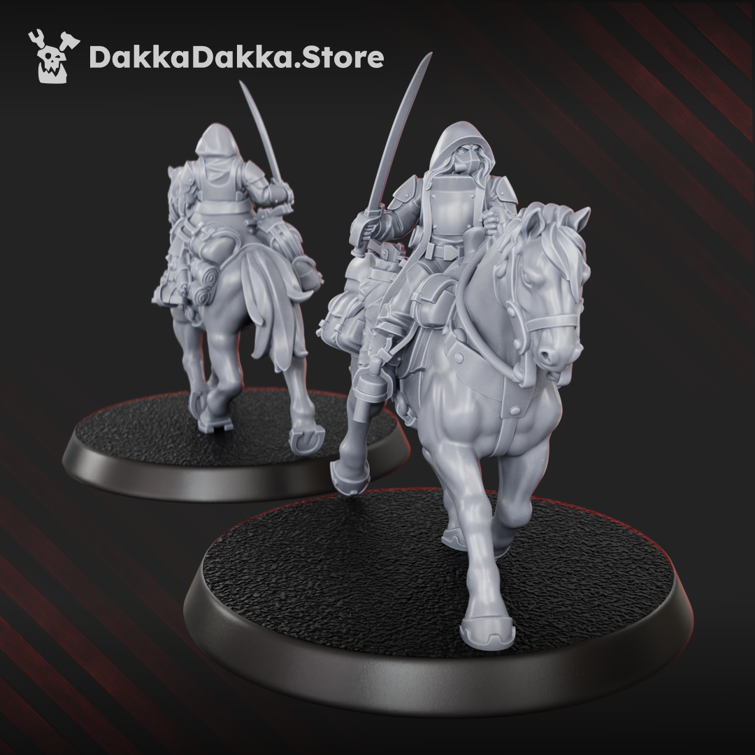 The Alcat Rats Assault Riders Squad of five grimdark mounted resin miniatures on oval bases