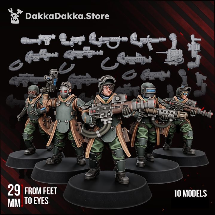 The Alcat Rats Heavy Infantry x10 painted resin miniatures squad with weapon sprue, 29mm scale