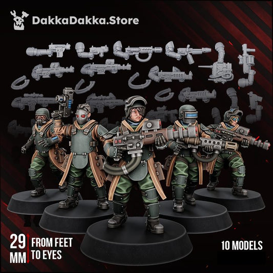The Alcat Rats Heavy Infantry x10 painted resin miniatures squad with weapon sprue, 29mm scale