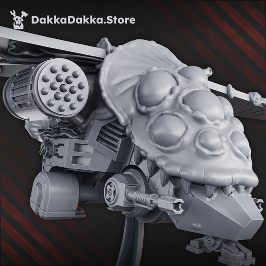 Diseased Contaminated Assault Aircraft grimdark resin model with skull fuselage and weapon systems