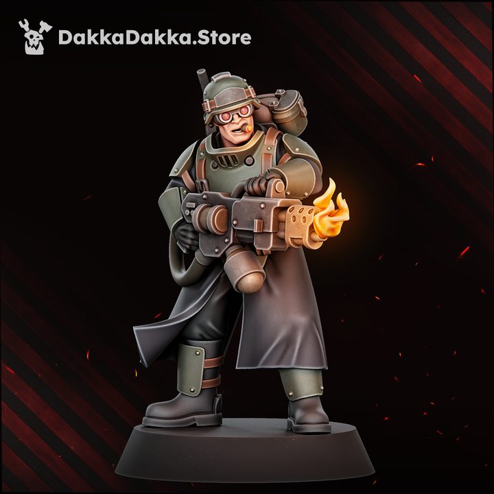 The Doomsday Corps of Engineers x10 full squad with weapon sprue, 29mm resin miniatures, group front view