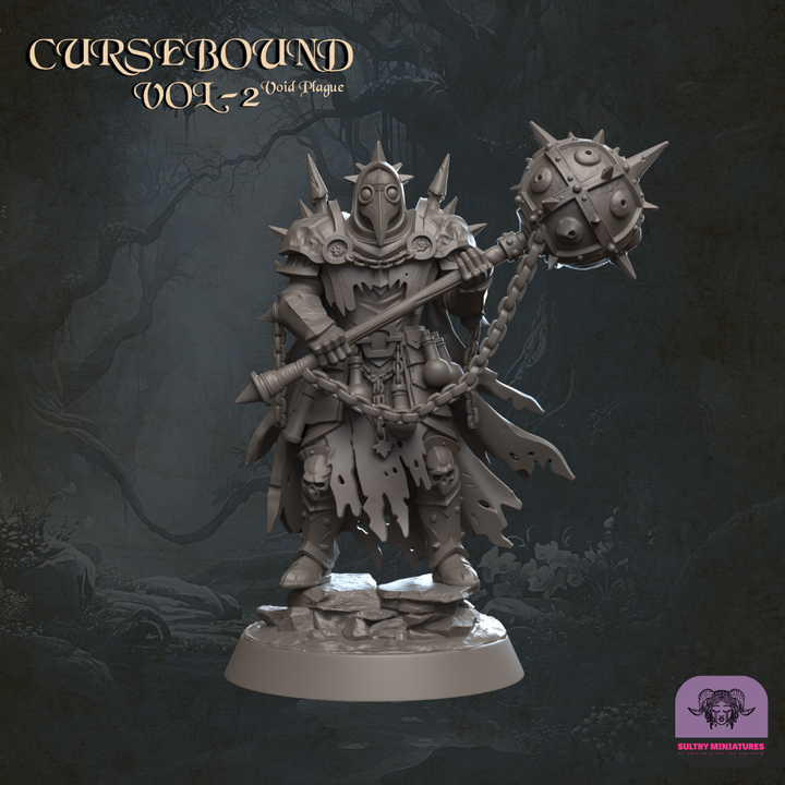 Cursebound - Plague Eradicators 32mm resin miniatures squad of four by Sultry Miniatures, grimdark Void Plague warriors with plague armour and weapons
