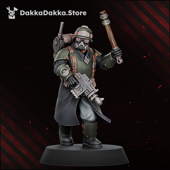 The Doomsday Corps of Engineers x10 full squad with weapon sprue, 29mm resin miniatures, group front view