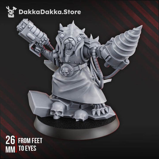 Ancient Mine Rat Supervisor miniature from DakkaDakka.store, designed for sci-fi wargaming, made of durable grey resin.