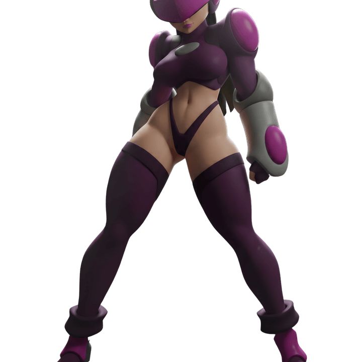 Sci fi pin up Mila — violet nano-swarm combat medic bio-hacker resin miniature