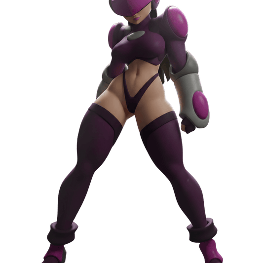 Sci fi pin up Mila — violet nano-swarm combat medic bio-hacker resin miniature