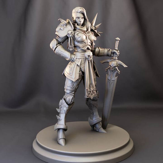 Detailed 75mm Sisters of Arms Lihdira Juthin figurine with custom base, perfect for sci-fi fantasy collectors.
