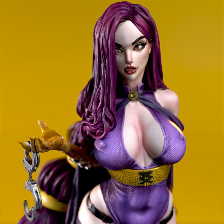 Waifumon Ekira 160mm resin miniature seated with serpent and handcuffs