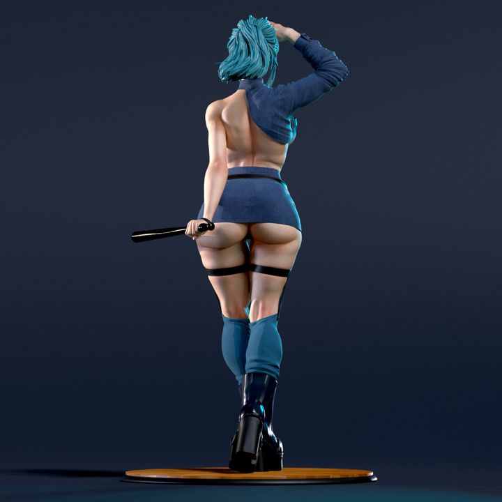 Waifumon Bufelia 160mm resin miniature fantasy pin-up figure with teal hair and baton