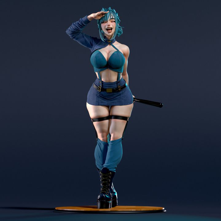 Waifumon Bufelia 160mm resin miniature fantasy pin-up figure with teal hair and baton