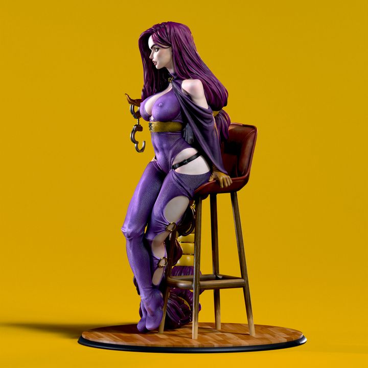 Waifumon Ekira 160mm resin miniature seated with serpent and handcuffs