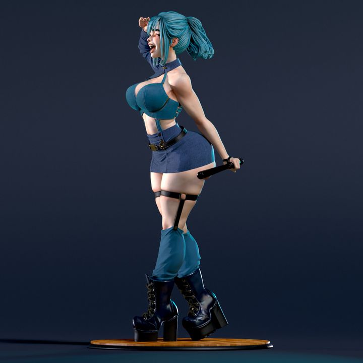 Waifumon Bufelia 160mm resin miniature fantasy pin-up figure with teal hair and baton