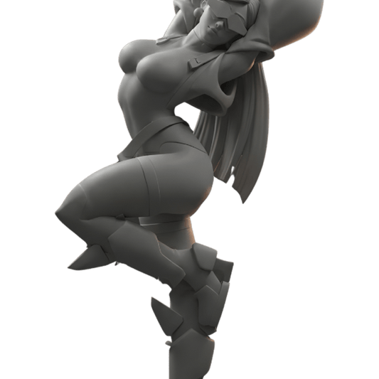 Sci fi pin up Hexa, amber exo-leg heavy defender tank resin miniature