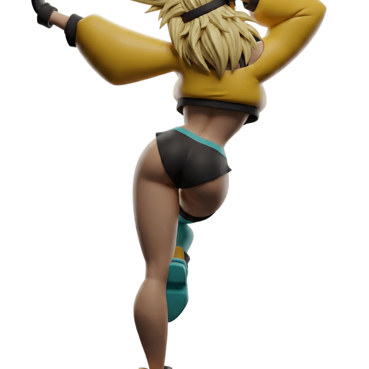 Sci fi pin up Raze,  yellow teal cyber limb street racer shock trooper resin miniature