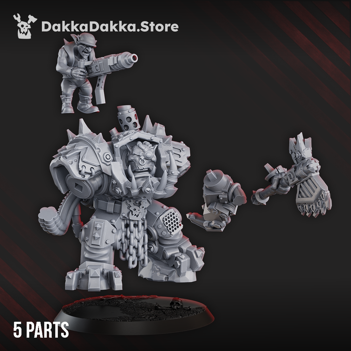 Great Arma Boss – Armoured Warlord with Power Claw and Choppa, standing 40mm tall.