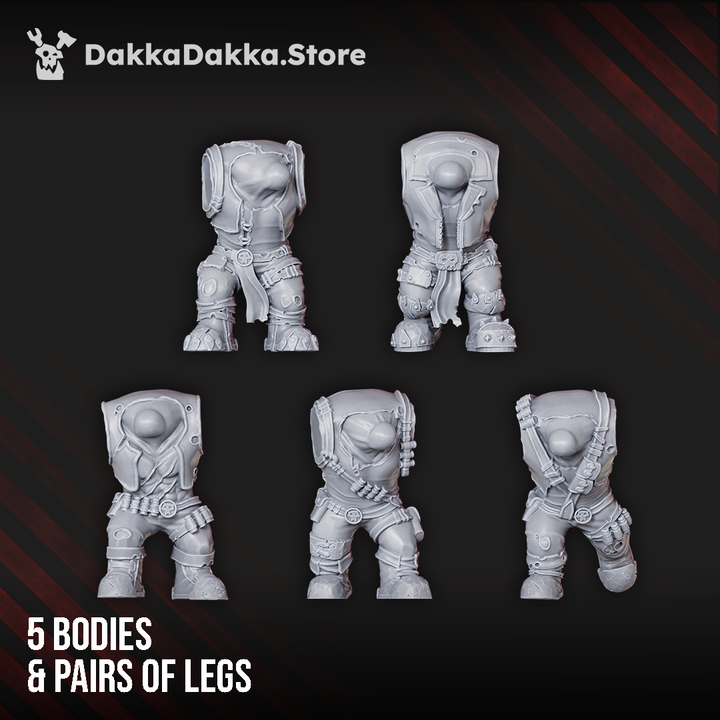 Ork Marauders (Build Kit) 32mm resin miniatures, 3 figures with 46 modular parts including weapons and heads