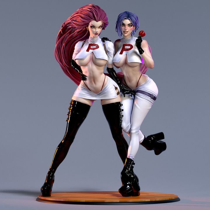 Waifumon Jenny and Jaxy Kissy Corporation 160mm resin miniature duo