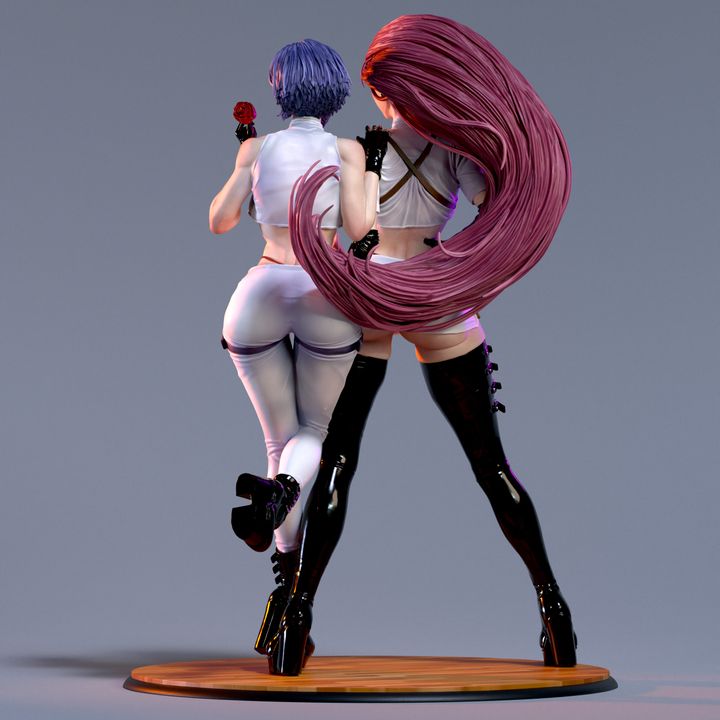Waifumon Jenny and Jaxy Kissy Corporation 160mm resin miniature duo